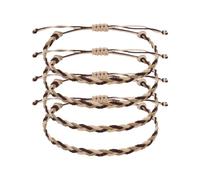 sourcing map 4Pcs Braided Rope Bracelet, Adjustable Woven String Bracelets Summer Beach Ankle Handmade String Cord Stylish Accessory for Women Men Birthday Friendship, Tricolor Khaki