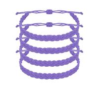 sourcing map 4Pcs Braided Rope Bracelet, Adjustable Woven String Bracelets Summer Beach Ankle Handmade String Cord Stylish Accessory for Women Men Birthday Friendship, Light Purple