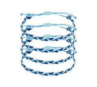 sourcing map 4Pcs Braided Rope Bracelet, Adjustable Woven String Bracelets Summer Beach Ankle Handmade String Cord Stylish Accessory for Women Men Birthday Friendship, Tricolor Blue