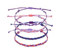 sourcing map 4Pcs Braided Rope Bracelet, Adjustable Woven String Bracelets Summer Beach Ankle Handmade String Cord Stylish Accessory for Women Men Birthday Friendship, Purple Series