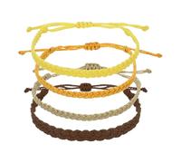 sourcing map 4Pcs Braided Rope Bracelet, Adjustable Woven String Bracelets Summer Beach Ankle Handmade String Cord Stylish Accessory for Women Men Birthday Friendship, Yellow & Earth Tones