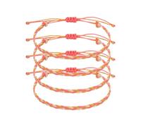 sourcing map 4Pcs Braided Rope Bracelet, Adjustable Woven String Bracelets Summer Beach Ankle Handmade String Cord Stylish Accessory for Women Men Birthday Friendship, Tricolor Pink-Yellow