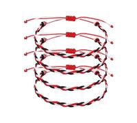 sourcing map 4Pcs Braided Rope Bracelet, Adjustable Woven String Bracelets Summer Beach Ankle Handmade String Cord Stylish Accessory for Women Men Birthday Friendship, Black-Red