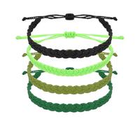 sourcing map 4Pcs Braided Rope Bracelet, Adjustable Woven String Bracelets Summer Beach Ankle Handmade String Cord Stylish Accessory for Women Men Birthday Friendship, Black & Neon Greens