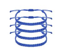 sourcing map 4Pcs Braided Rope Bracelet, Adjustable Woven String Bracelets Summer Beach Ankle Handmade String Cord Stylish Accessory for Women Men Birthday Friendship, Bright Blue