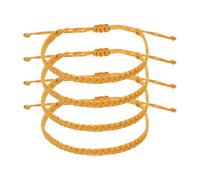 sourcing map 4Pcs Braided Rope Bracelet, Adjustable Woven String Bracelets Summer Beach Ankle Handmade String Cord Stylish Accessory for Women Men Birthday Friendship, Khaki