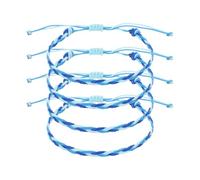 sourcing map 4Pcs Braided Rope Bracelet, Adjustable Woven String Bracelets Summer Beach Ankle Handmade String Cord Stylish Accessory for Women Men Birthday Friendship, White-Lake Blue