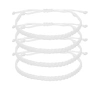 sourcing map 4Pcs Braided Rope Bracelet, Adjustable Woven String Bracelets Summer Beach Ankle Handmade String Cord Stylish Accessory for Women Men Birthday Friendship, White