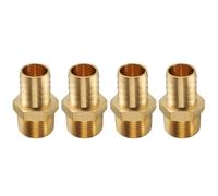 sourcing map 4pcs Brass Barbed Fitting 1" NPT Male to 1" Hose ID for Home Brew Pipe Fitting Direct Thread Tower Connector Durable Construction