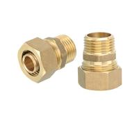 sourcing map 4Pcs Brass Compression Tube Fitting, 18mm Tube OD x G1/2 Male Connector Straight Coupling Adapter Union Fittings