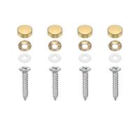 sourcing map 4Pcs Brass Decorative Screws with Caps, 14mm Mirror Screws Cover Self-Tapping Screws with Decorative Caps for Furniture Cabinet Mirror Fixing, Gold Tone