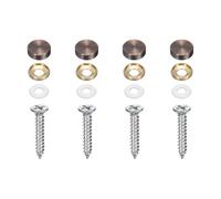 sourcing map 4Pcs Brass Decorative Screws with Caps, 16mm Mirror Screws Cover Self-Tapping Screws with Decorative Caps for Furniture Cabinet Mirror Fixing, Red Bronze
