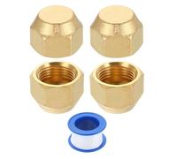 sourcing map 4Pcs Brass Flare Cap, 3/4"-16 UNF Female Thread Hex Pipe Fitting, Seal Tube Fittings with Tape for Air Conditioner Pipe Extension Water Gas Line