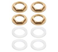 sourcing map 4Pcs Brass Lock Nuts Pipe Fitting, G1/2"-14 Female Hex Locknut, Flange Single Hole Faucet Lock Nut with Silicone Washer for Kitchen Basin Sink Plumbing