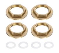sourcing map 4Pcs Brass Lock Nuts Pipe Fitting, G1/2" Female Hex Locknut, Flange Single Hole Faucet Lock Nut with Silicone Washer for Kitchen Basin Sink Plumbing