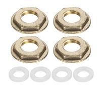sourcing map 4Pcs Brass Lock Nuts Pipe Fitting, G1/4" Female Hex Locknut, Flange Single Hole Faucet Lock Nut with Silicone Washer for Kitchen Basin Sink Plumbing