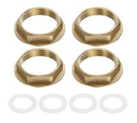 sourcing map 4Pcs Brass Lock Nuts Pipe Fitting, G1" Female Hex Locknut, Flange Single Hole Faucet Lock Nut with Silicone Washer for Kitchen Basin Sink Plumbing
