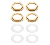 sourcing map 4Pcs Brass Lock Nuts Pipe Fitting, G3/4"-14 Female Hex Locknut, Flange Single Hole Faucet Lock Nut with Silicone Washer for Kitchen Basin Sink Plumbing