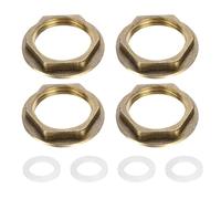 sourcing map 4Pcs Brass Lock Nuts Pipe Fitting, G3/4" Female Hex Locknut, Flange Single Hole Faucet Lock Nut with Silicone Washer for Kitchen Basin Sink Plumbing