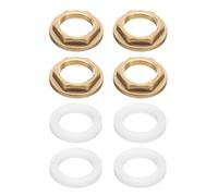 sourcing map 4Pcs Brass Lock Nuts Pipe Fitting, G3/8"-19 Female Hex Locknut, Flange Single Hole Faucet Lock Nut with Silicone Washer for Kitchen Basin Sink Plumbing