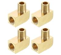 sourcing map 4Pcs Brass Pipe Fitting 90 Degree Barstock Street Elbow M8 Male x M8 Female Pipe Connector for Gas, Air, Oil, Propane