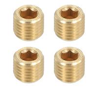 sourcing map 4Pcs Brass Pipe Plug Fitting, 1/16" BSP Male Hex Counter Sunk Plug, Internal Thread Socket Pipe Plug for Closing the End of Pipe, Air Tanks