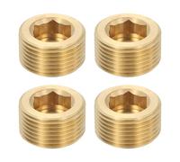 sourcing map 4Pcs Brass Pipe Plug Fitting, 3/4" BSP Male Hex Counter Sunk Plug, Internal Thread Socket Pipe Plug for Closing the End of Pipe, Air Tanks