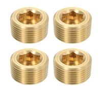 sourcing map 4Pcs Brass Pipe Plug Fitting, 3/4" NPT Male Hex Counter Sunk Plug, Internal Thread Socket Pipe Plug for Closing the End of Pipe, Air Tanks