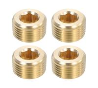 sourcing map 4Pcs Brass Pipe Plug Fitting, 3/8" PT Male Hex Counter Sunk Plug, Internal Thread Socket Pipe Plug for Closing the End of Pipe, Air Tanks