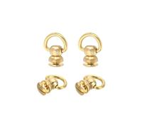 sourcing map 4Pcs Brass Rivets Stud Screw, 11.5mm Solid Brass D Ring Ball Studs Rivets 360 Rotatable Purse Ball Stud Screw for Purse Belt Handbag, Gold