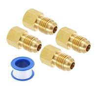 sourcing map 4Pcs Brass Seal Plug, 7/16"-20 UNF Male Thread Hex Pipe Fitting, Flare Tube Fittings with Tape for Air Conditioner Pipe Extension Water Gas Line