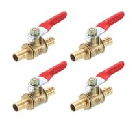 sourcing map 4Pcs Brass Water Mini Ball Valve Shut Off Switch, 5/16" Hose Barb x 5/16" Hose Barb, 180 Degree Operation Handle, Brass Valve