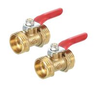 sourcing map 4Pcs Brass Water Mini Ball Valve Shut Off Switch, G1/2" Male x G1/2" Male Tubing Fitting Straight Coupling Adapter, 180 Degree Operation Handle, Brass Valve