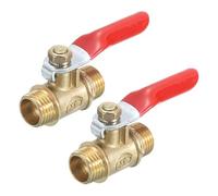 sourcing map 4Pcs Brass Water Mini Ball Valve Shut Off Switch, G1/4" Male x G1/4" Male Tubing Fitting Straight Coupling Adapter, 180 Degree Operation Handle, Brass Valve