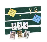 sourcing map 4Pcs Bulletin Board, Felt Pin Board Bar Strips Bulletin Board, Self-Adhesive Memo Notice Pin Cork Board with Pushpins for Paste Notes, Photos, Schedules, Dark Green
