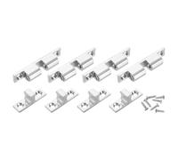 sourcing map 4Pcs Cabinet Latch Double Roller Catch, Lock Stop Catch Clamp Cabinet Closer Magnetic Closure Hardware for Cabinet Kitchen Closet Door, Silver