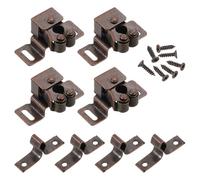 sourcing map 4Pcs Cabinet Latch Double Roller Catches, Lock Stop Catch Clamp Cabinet Closer Magnetic Closure Hardware for Cabinet Kitchen Closet Door, Red Bronze