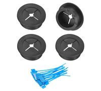 sourcing map 4Pcs Cable Cord Grommet, 1-1/4"(32mm) Rubber Desk Grommets Wire Pass Through Hole Cover with Marked Cable Ties for Home Office Cable Wire Protection, Black