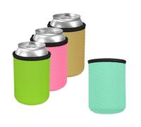 sourcing map 4Pcs Can Cooler Sleeves, 10oz Insulators Neoprene Beer Sleeves Diamond Texture Non-Slip Soda Can Drink Holder for Standard Beer Soda Water Bottles, Light Blue, Pink, Green, Khaki