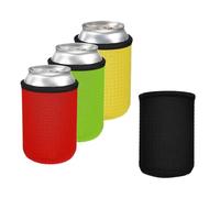 sourcing map 4Pcs Can Cooler Sleeves, 10oz Insulators Neoprene Beer Sleeves Square Texture Non-Slip Soda Can Drink Holder for Standard Beer Soda Water Bottles, Black, Red, Green, Yellow