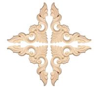 sourcing map 4Pcs Carved Wood Appliques Onlays, 8x8 cm/3.1x3.1 in Unpainted Little Wooden Corners Flower Carvings Decals for Mirrors Cabinets Walls Chests Dressers Night Stand