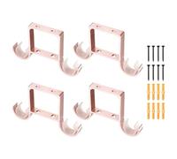 sourcing map 4Pcs Ceiling Curtain Rod Holders, 155mm Double Drapery Rod Bracket for 1" Pole, Thick Curtain Rods Hook Hangers Support Wall Mount with Screws, Rose Gold