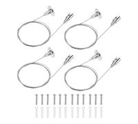 sourcing map 4Pcs Ceiling Sign Hanger, 6.56 ft Stainless Steel Adjustable Suspension Wire Cable Picture Hanging Wire for Billboards, Paintings, Mirror, Acrylic Panels, LED Panel Light