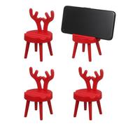 sourcing map 4Pcs Cell Phone Stand, Portable Multi-Angle Cute Mobile Phone Holder, Deer Shape Universal Smartphone Dock for Home Office Decor Desktop Accessories, Red