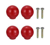 sourcing map 4Pcs Ceramic Knobs, 27mm/1.1" Round Door Pull Knob with Screws Drawer Pull Handles Cute Ceramic Drawer Pulls for Kitchen Bedroom Wardrobe Furniture Cupboard Closet, Red