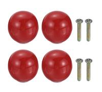 sourcing map 4Pcs Ceramic Knobs, 33mm/1.3" Round Door Pull Knob with Screws Drawer Pull Handles Cute Ceramic Drawer Pulls for Kitchen Bedroom Wardrobe Furniture Cupboard Closet, Red
