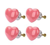 sourcing map 4pcs Ceramic Knobs Drawer Heart Shaped Pull Handle Furniture Door Cabinet Cupboard Wardrobe Dresser Replacement Pink