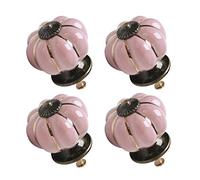 sourcing map 4pcs Ceramic Knobs Vintage Knob Drawer Pumpkin Shaped Pull Handle Furniture Door Cabinet Cupboard Wardrobe Dresser Decorative Pink