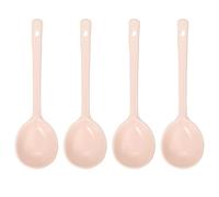 sourcing map 4pcs Ceramic Soup Spoons, Long Handle Dinner Serving Spoon for Soup, Noodles, Dumplings Pink