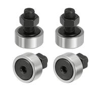 sourcing map 4pcs CF12-1 Cam Follower KR32 Needle Roller Bearing, Chrome Steel Track Runner Bearings, 32mm Roller Diameter, M12x1.5mm Full Male Thread Stud Type for Machine Tool Guide Rail